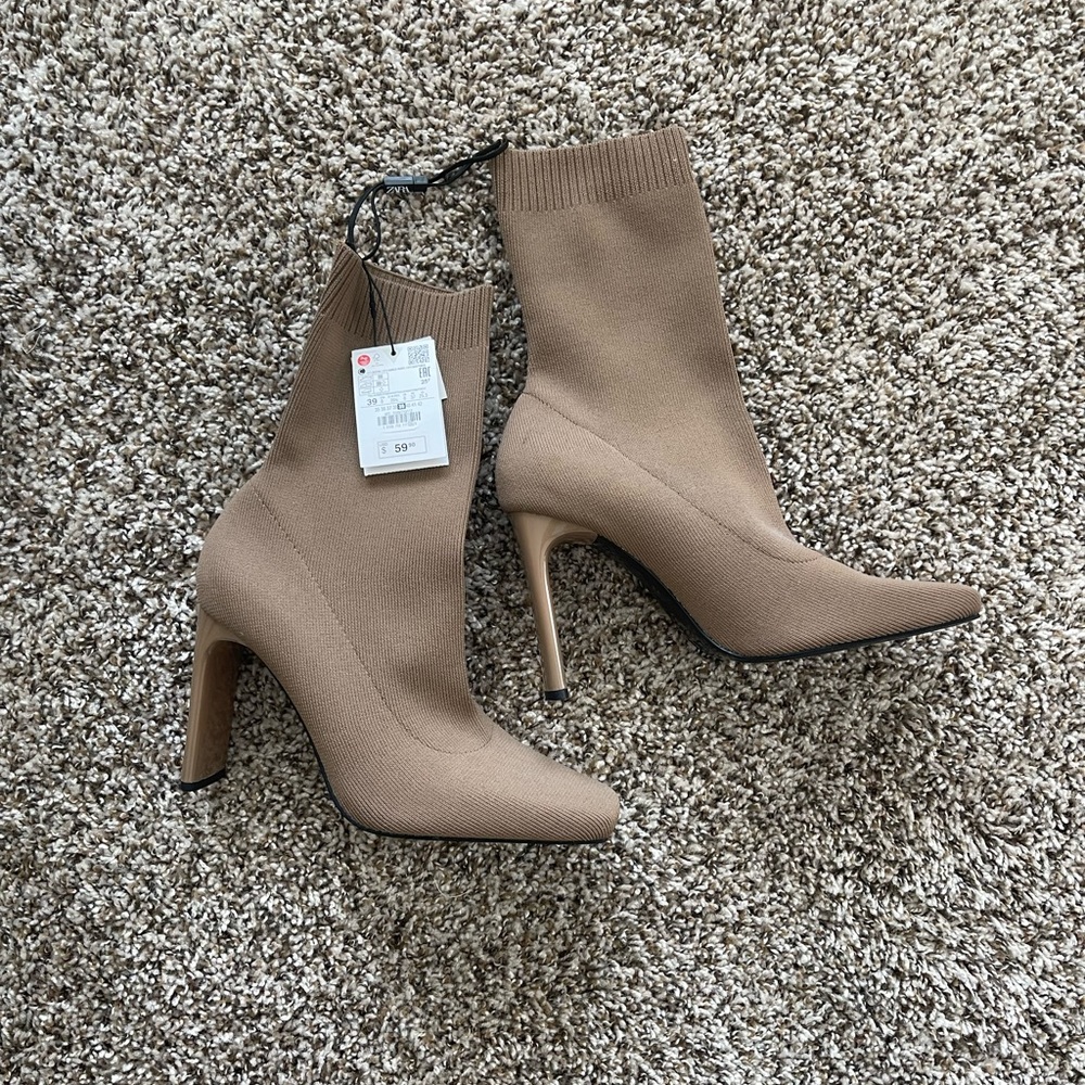 Zara Tan Sock Bootie